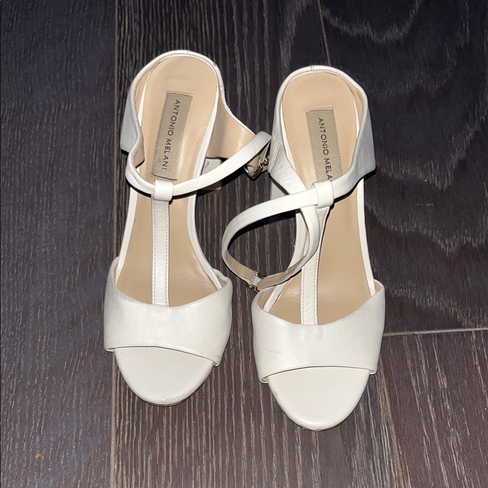 ANTONIO MELANI White Heeled Sandals with Ankle Strap